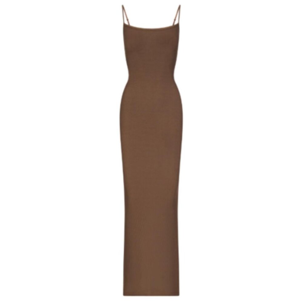 NWT Sold Out Skims Soft Lounge Long Slip Dress Shade Oxide Brown Size Small